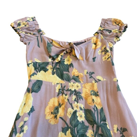Reformation Cordelia Floral Print Dress Midi Length Slit Off-Shoulder Size 0 - Picture 3 of 12